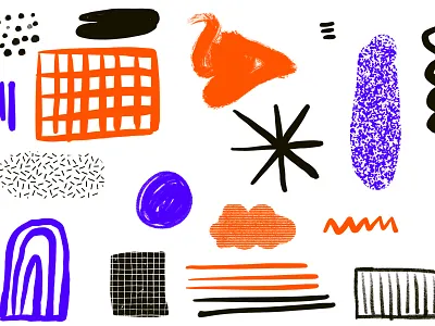 Scribble Scribble black blue orange pattern texture
