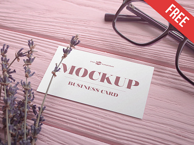 2 Free Business Card V02 Mock-ups in PSD business business card flowers free glasses mockup mockups pink product stationery tender wood