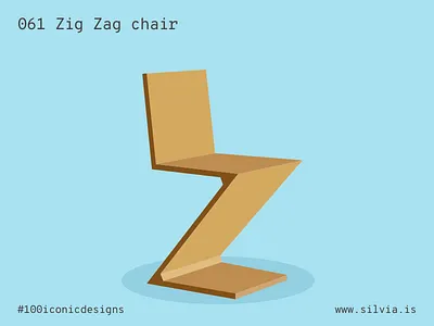 061 Zig Zag Chair 100iconicdesigns design flat illustration industrialdesign product productdesign rietveld stool zigzag