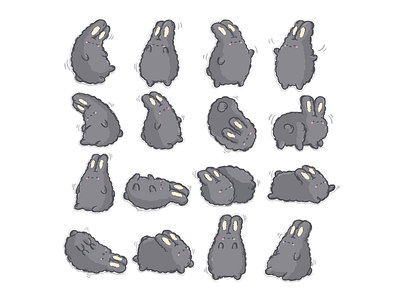 Rabbit Soupchick 2d animal character cute flaffy rabbit stickers vector