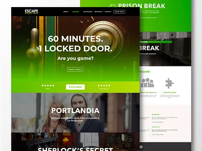 Escape Games PDX Website clean escape games escape room gradient green pdx portland ui ux web design website