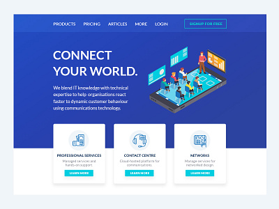 Connect Your World | Landing Page cloud technology website
