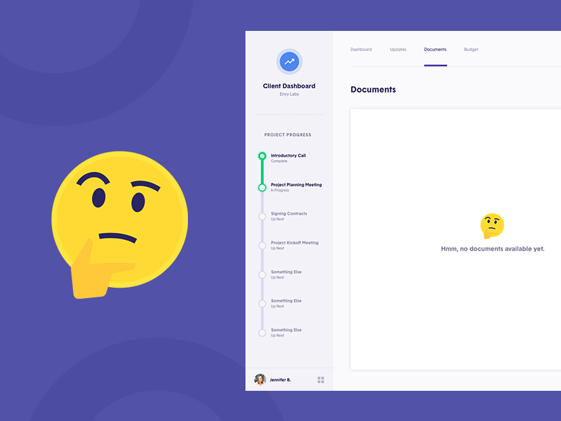 Empty State 🤔 after effects animation dashboard emoji empty empty state motion purple sidebar thinking ui yellow