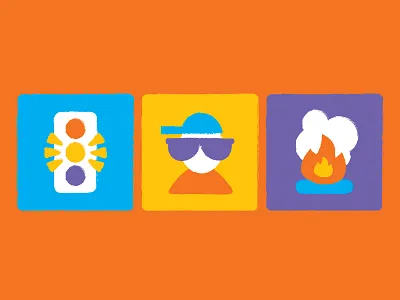 Safety First fire icons safety stranger danger traffic traffic light