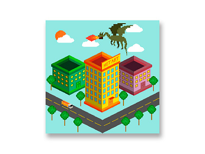 Pixel_art (isometric projection) art illustration pixel street