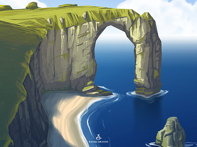 Rock And Water celshading conceptart digitalpainting horizon landscape ocean rock sea water