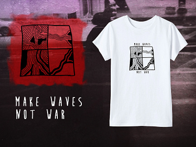 Make Waves Not War abstract apparel design design drawing lostheartcreative t shirt waves