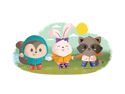 Joyful Community bunny child learning love cute squirrel games illustration work series kids community joyful outdoor classes teamwork raccoon fun nature workshop