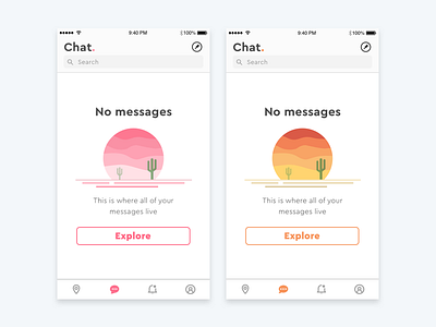 Empty state - No messages empty explore icon layout messages no phone state sun tab ui ux