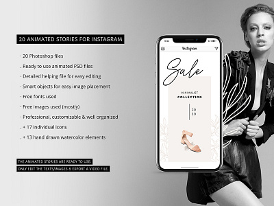 ANIMATED Instagram Stories – Pure animated animation clean female instagram marketing media minimal social socialmedia stories story
