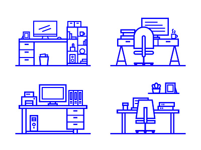 Office icon book chair computer desk icon office printer stationery