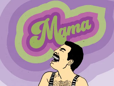 Mama color illustration mothers day queen retro type vector