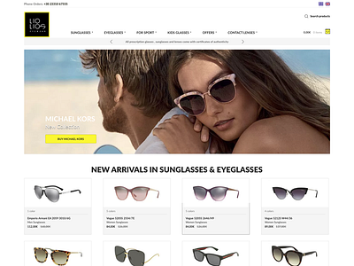 Liolios Eyewear e shop eyewear lato ui ux yellow