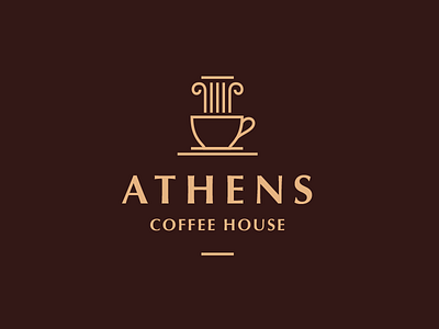 Athens Coffee House ancient athens cafe coffee cup greece hot house logo logotype lounge pillars