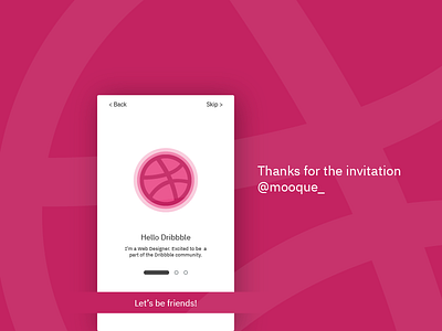 Hello Dribbble debut design illustration onboarding pink shot