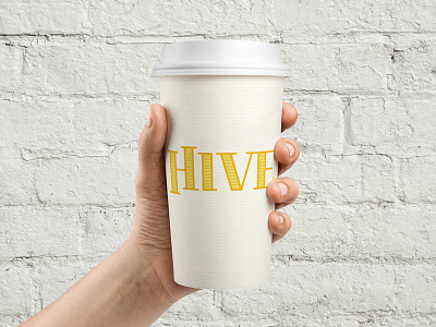 Hive Logo Coffee Cup coffee cup hive logo mockup treatment type typography yellow