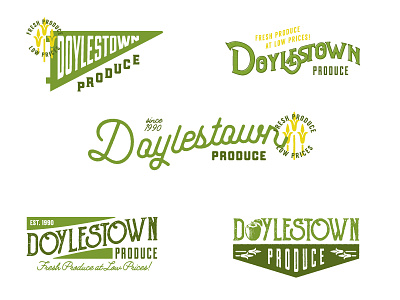 Doylestown Produce Logo Design Concepts corn dairy doylestown farm fruit homegrown market produce retro script vegetables vintage