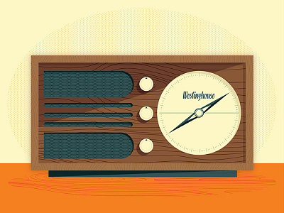 Radio flat illustration midcentury radio shadow simple texture vector