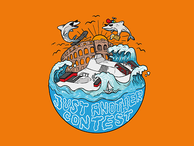 Just Another Contest - Skateboarding Contest Visuals colosseum croatia design dolphin illustration pula sea skate skateboarding skatepark