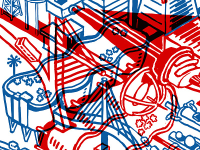 Architecture poster progress crop architecture building car digital drawing highway illustration isometric traffic vehicle