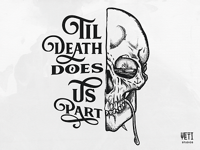 Til Death Does Us PArt fishing illustration illustrator skull stippling