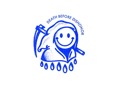 Death Before Dishonor badge drops icon illustrator procreate reaper smile stamp tattoo texture traditional vector