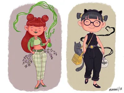 Poison Ivy & Catwoman character design drawing illustration