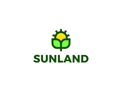 Sunland Logo branding design green leaf logo mark nature outline sun