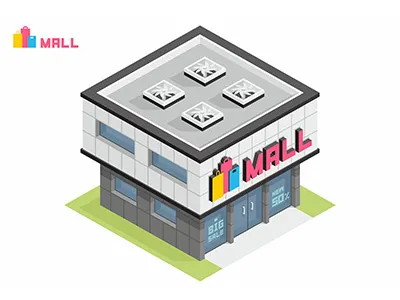 Shopping Mall architecture boutique building business cafe city commercial mall market parking sale shop
