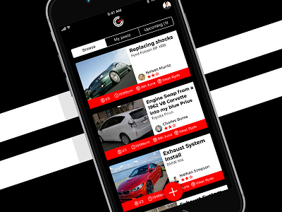 Latest Posts Feed - The Garage app cars community ios social network ui