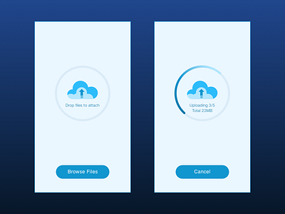 Drag & Drop Upload Concept cancel cards drag drop feeback files informative size uplaod