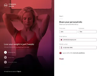 Daily ui #001 clean fitness signup signup onboarding signup progress signup steps steps ui wizard