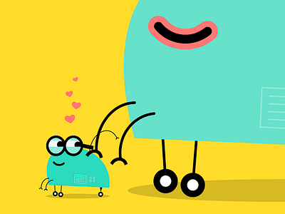 Happy Mother's Day hearts illustration qwill robot social media