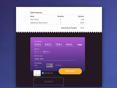 Checkout Screen card checkout checkout e commerce online payment purchase ui ux visa