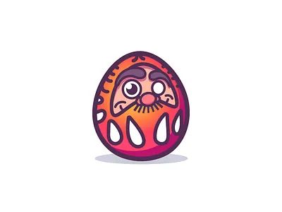 Daruma Doll WIP for personal website colorful cute daruma doll gradients illustration mustache thick lines work in progress zen