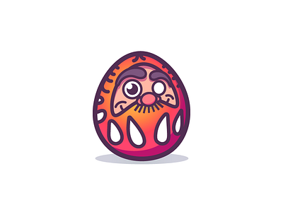 Daruma Doll WIP for personal website colorful cute daruma doll gradients illustration mustache thick lines work in progress zen