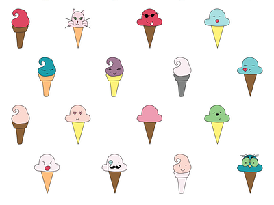 Ice Cream faces faces ice cream illustration illustrator