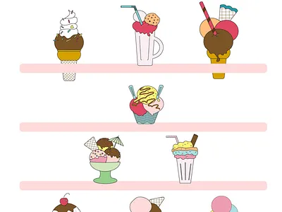 Ice Cream stand ice cream illustration illustrator pastel