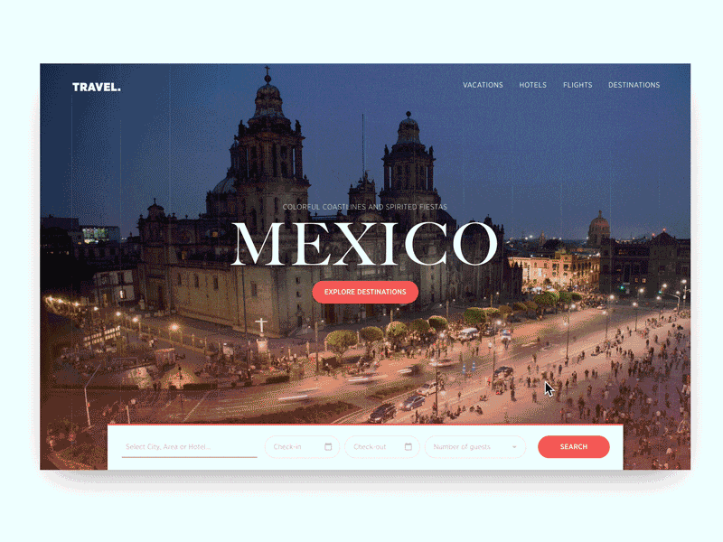 Travel site design nature navigation site tourism travel typography ui uix web