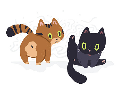 Cats! butt cat cats cute illustration kitten lick meow