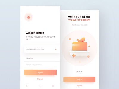 Dessert03—Sign in app cake colour dessert onboarding signin ui