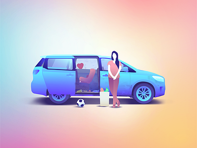 Mom's Van auto car day glow gradient love mom mother van wagon warm