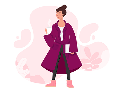 Sunday Attire girl illustration pink plants woman