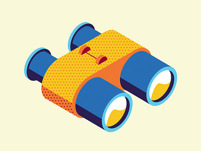 Binoculars binoculars halftone icon isometric vector