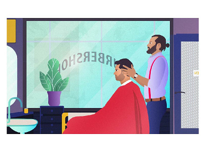 hairdressing work design flower hairdressing illustrator work man peoples red