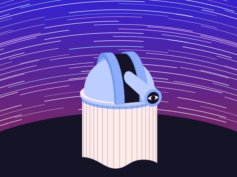 Space observatory animation curiosity design eye illustration motion design motion graphics observatory sky space stars