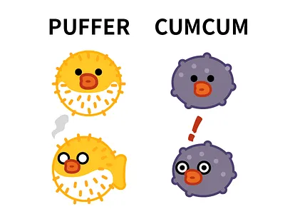 Puffer & CumCum animal cartoon character fish
