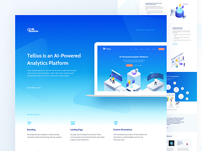 Tellius | behance case study analysis big data gradients illustration isometric vector