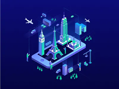 Polyworld Landing Page Main Illustration brand style guide brandbook mark bright color combinations building illustration design exploration font family selection game app icon ico logotype ios mobile application logo design token branding visual identity