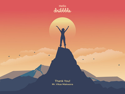 My first shot - Thanks Mr. Vikas debut dribbble invite first shot illustration joy and happiness nature peace success sun rise